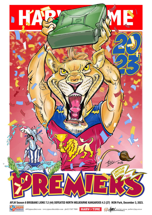 Brisbane Lions AFLW Season 8, 2023 Premiers, Harv Time Poster