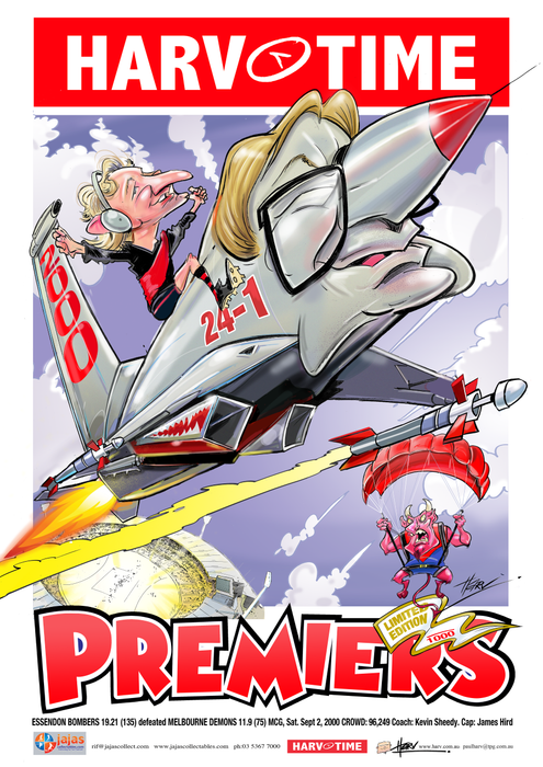 Essendon Bombers 2000 Premiership Poster, Harv Time