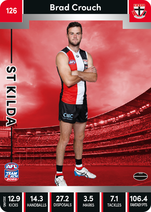 Brad Crouch, 126, Silver Parallel, 2023 Teamcoach AFL