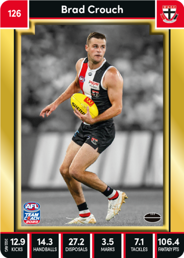 Brad Crouch, 126, Gold Parallel, 2023 Teamcoach AFL