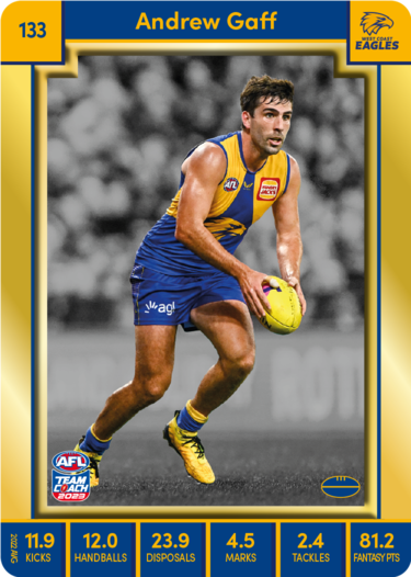 Andrew Gaff, 133, Gold Parallel, 2023 Teamcoach AFL
