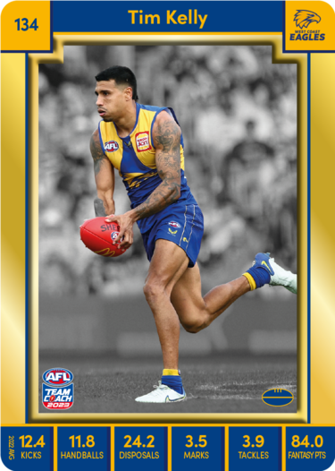 Tim Kelly, 134, Gold Parallel, 2023 Teamcoach AFL