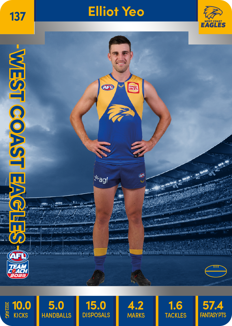 Elliot Yeo, 137, Silver Parallel, 2023 Teamcoach AFL