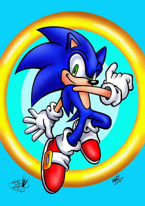 Sonic the Hedgehog, A3 Print by NOEL