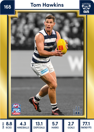 Tom Hawkins, 168, Gold Parallel, 2023 Teamcoach AFL