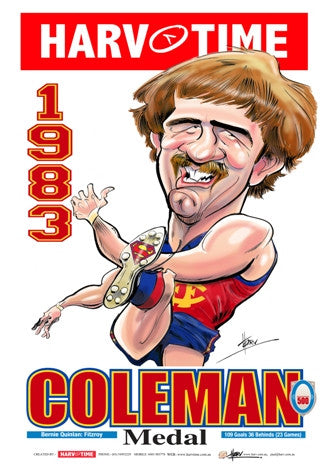Bernie Quinlan, 1983 Coleman Medallist, Harv Time Poster