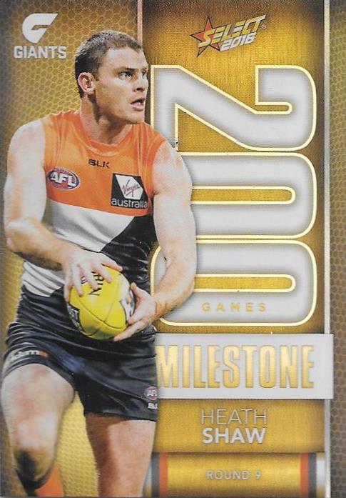 Heath Shaw, 200 Games Milestone, 2016 Select AFL Footy Stars