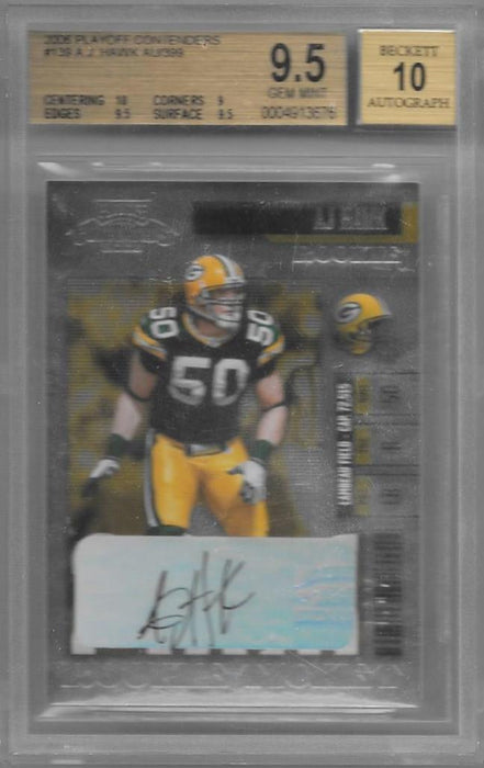 AJ Hawk, Rookie Ticket Autograph, 2006 Playoff Contenders NFL, BGS 9.5