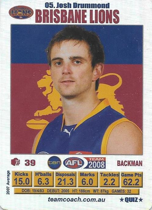 Josh Drummond, Silver, 2008 Teamcoach AFL