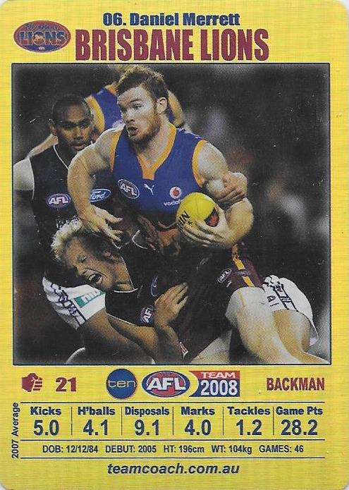 Daniel Merrett, Gold card, 2008 Teamcoach AFL