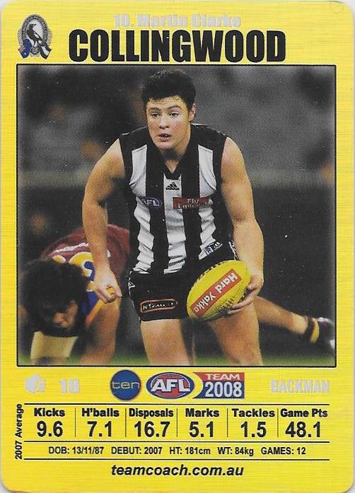 Martin Clarke, Gold card, 2008 Teamcoach AFL