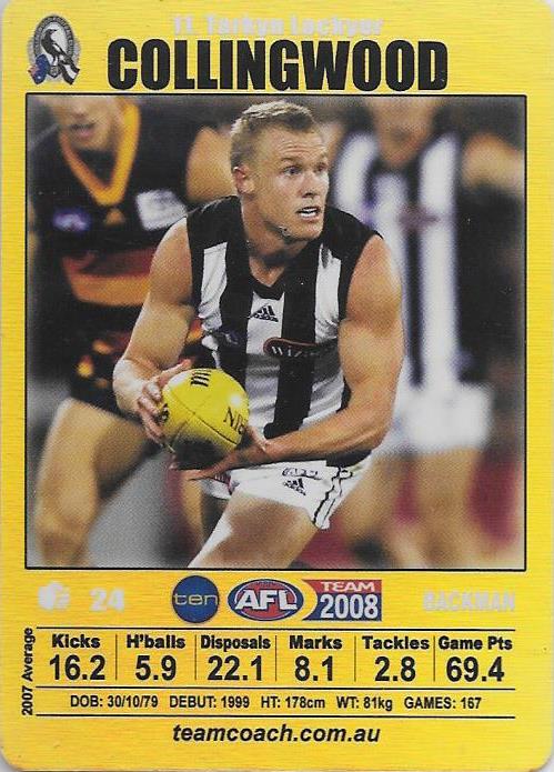 Tarkyn Lockyer, Gold card, 2008 Teamcoach AFL