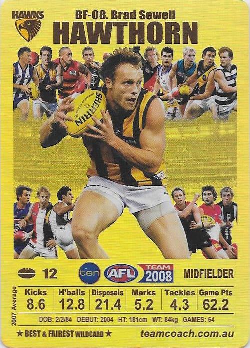 Brad Sewell, Best & Fairest, 2008 Teamcoach AFL