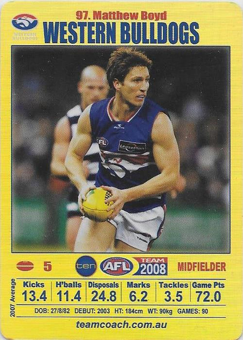 Matthew Boyd, Gold card, 2008 Teamcoach AFL