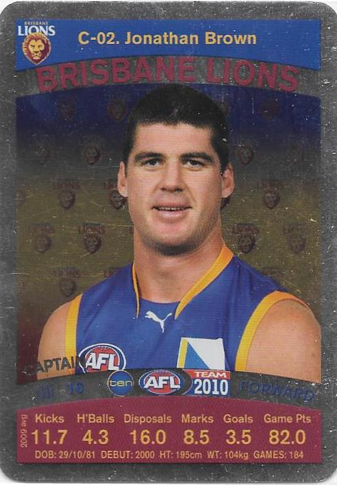 Jonathan Brown, Silver Captain card, 2010 Teamcoach AFL