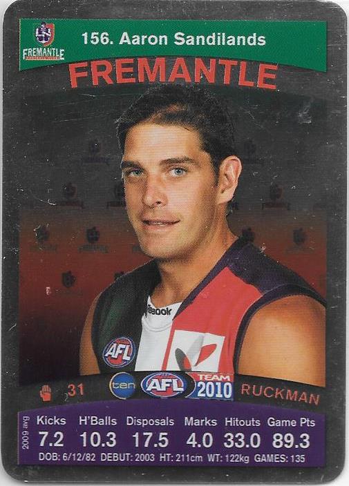 Aaron Sandilands, Silver card, 2010 Teamcoach AFL