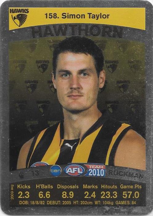 Simon Taylor, Silver card, 2010 Teamcoach AFL