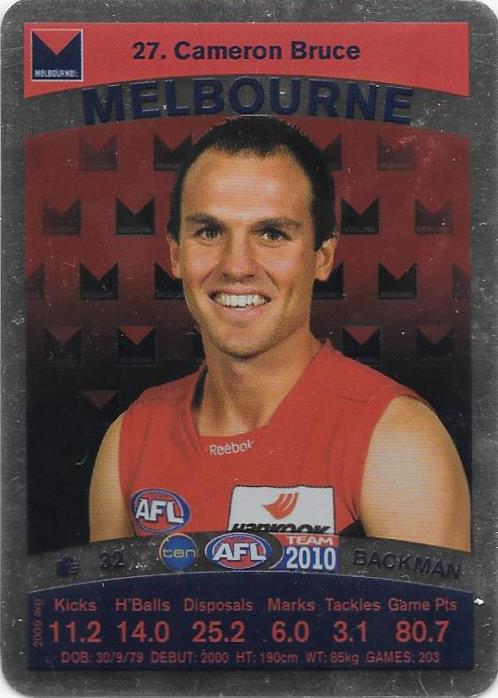 Cameron Bruce, Silver card, 2010 Teamcoach AFL