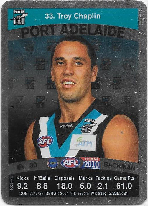 Troy Chaplin, Silver card, 2010 Teamcoach AFL