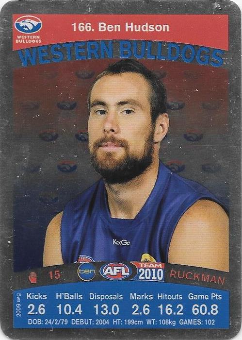 Ben Hudson, Silver card, 2010 Teamcoach AFL