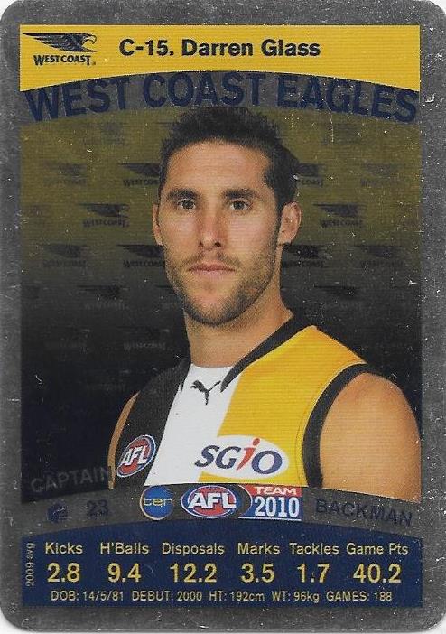 Darren Glass, Silver Captain card, 2010 Teamcoach AFL