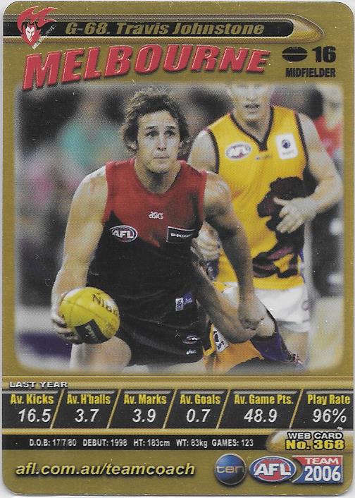 Travis Johnstone, Gold card, 2006 Teamcoach AFL