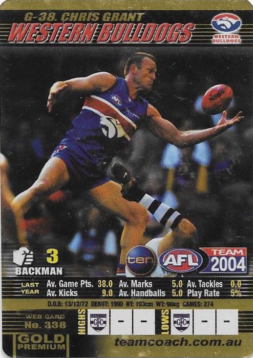 Brad Johnson, Gold card, 2004 Teamcoach AFL
