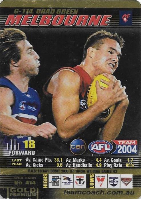 Brad Green, Gold card, 2004 Teamcoach AFL