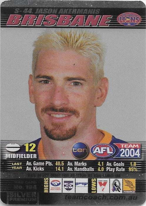 Jason Akermanis, Silver card, 2004 Teamcoach AFL