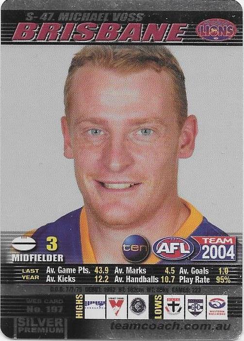 Michael Voss, Silver card, 2004 Teamcoach AFL