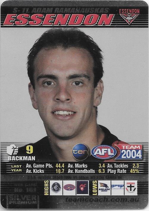 Adam Ramanauskas, Silver card, 2004 Teamcoach AFL