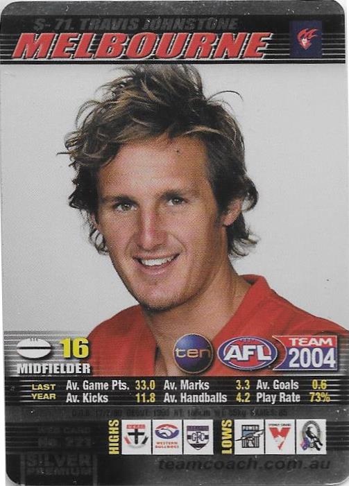 Travis Johnstone, Silver card, 2004 Teamcoach AFL