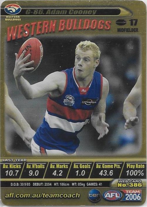 Adam Cooney, Gold card, 2006 Teamcoach AFL