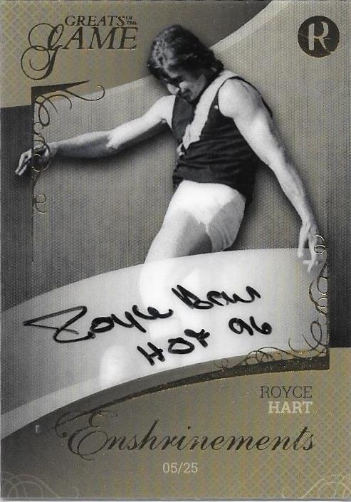 Royce Hart, Enshrinements, 2017 Regal Football Greats of the Game