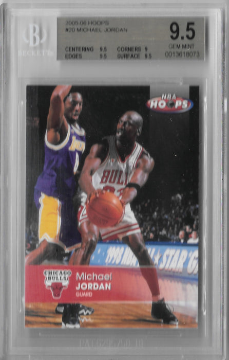 Michael Jordan with Kobe Bryant, 2005-06 Fleer Hoops Basketball BGS 9.5