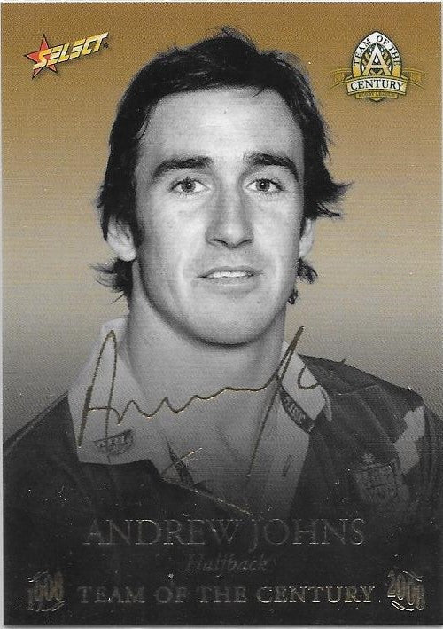 Andrew Johns, TOC Gold Foil Signature, 2008 Select NRL Centenary of Rugby League