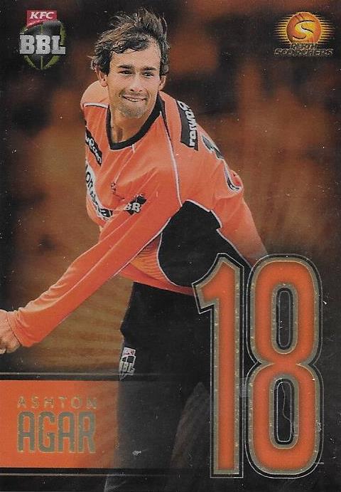 Ashton Agar, Jersey Numbers Gold, 2017-18 Tap'n'play CA BBL 07 Cricket