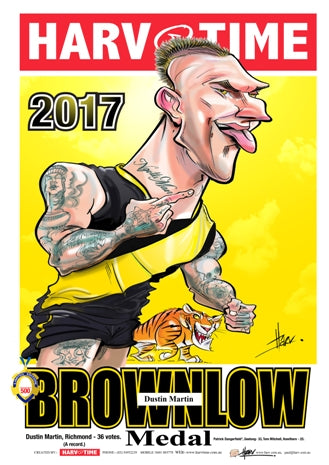 Dustin Martin, 2017 Brownlow Medallist, Harv Time Poster