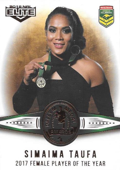 Simaima Taufa, Medal card, 2018 TLA esp Elite NRL