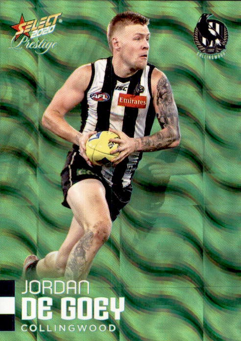 Jordan De Goey, Green Parallel, 2020 Select AFL PRESTIGE Footy Stars