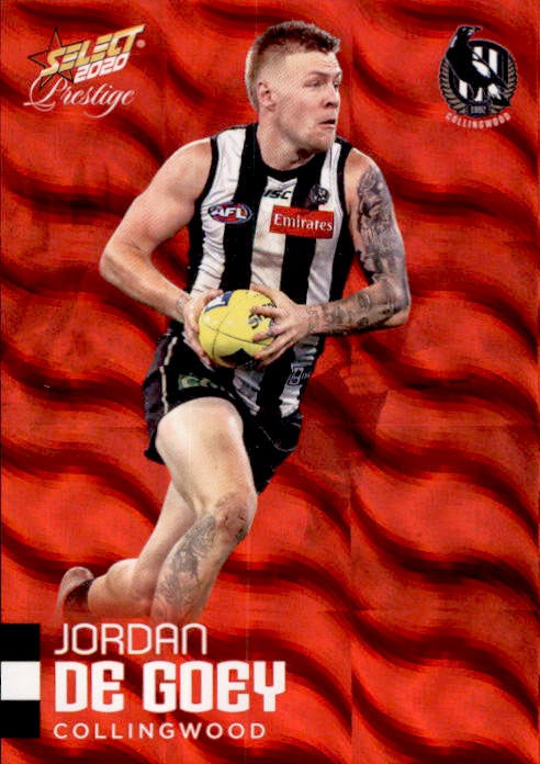 Jordan De Goey, Red Parallel, 2020 Select AFL PRESTIGE Footy Stars