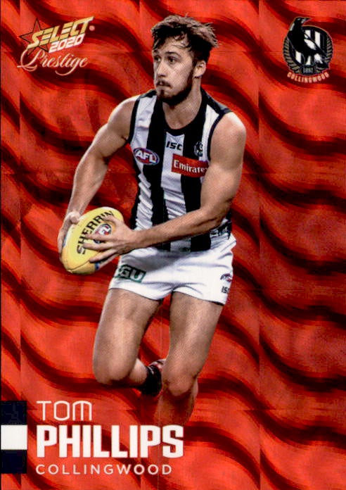 Tom Phillips, #93, Red Parallel, 2020 Select AFL PRESTIGE Footy Stars