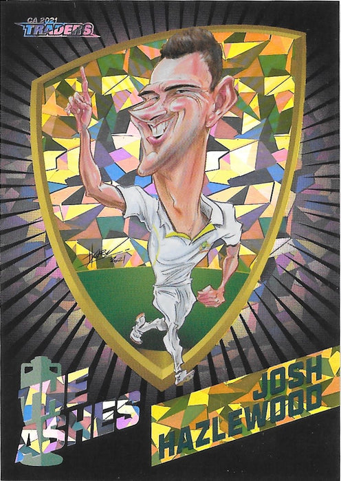 Josh Hazelwood, #49/75, Black Ashes Caricatures, 2021-22 TLA Traders Cricket Australia & BBL