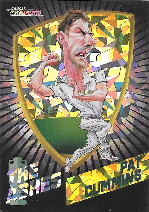 Pat Cummins, #52/75, Black Ashes Caricatures, 2021-22 TLA Traders Cricket Australia & BBL