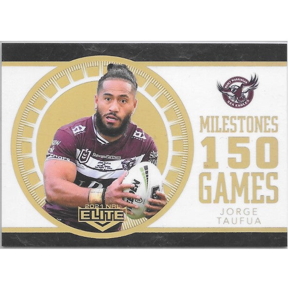 Jorge Taufua, 150 Games Milestone Case Card, 2021 TLA Elite NRL