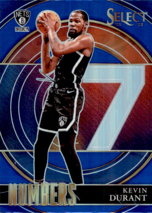 Kevin Durant, Numbers, Blue Prizm, 2021-22 Panini Select Basketball NBA