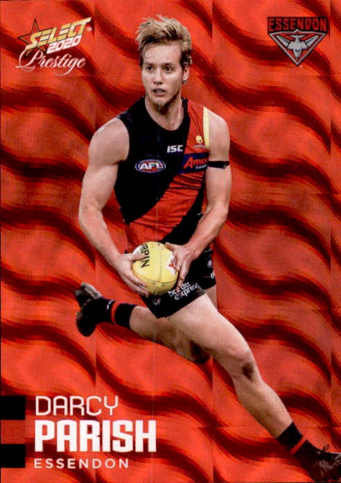 Darcy Parish, Red Parallel, 2020 Select AFL PRESTIGE Footy Stars