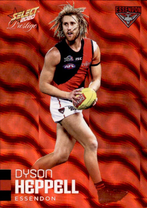 Dyson Heppell, Red Parallel, 2020 Select AFL PRESTIGE Footy Stars
