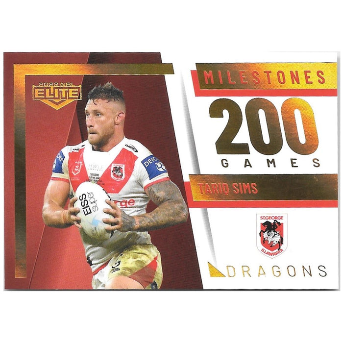 Tariq Sims, 200 Games Milestone Case Card, 2022 TLA Elite NRL