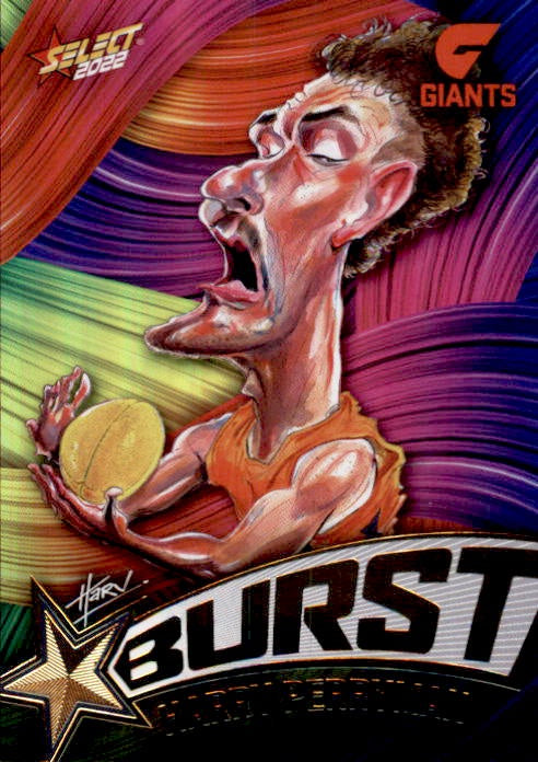 Harry Perryman, Starburst Paint, 2022 Select AFL Footy Stars